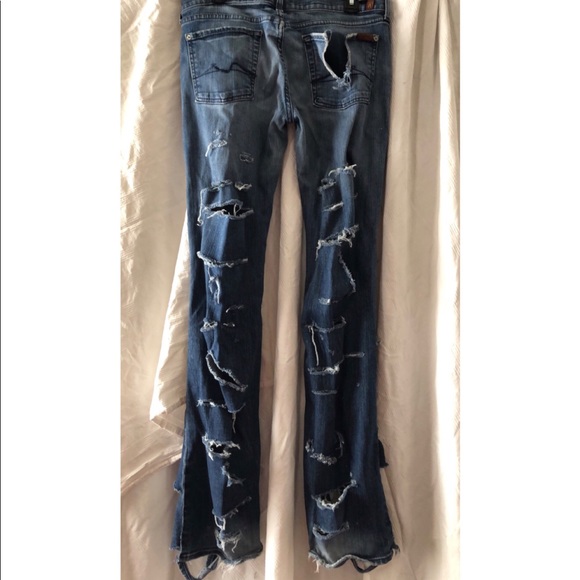 7 of All ManKind Destroyed Distressed Denim Size32 - Picture 5 of 6